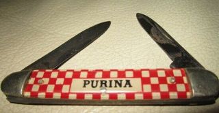 Vintage Purina Checkerboard Square Kutmaster 3” Folding Pocket Knife 2