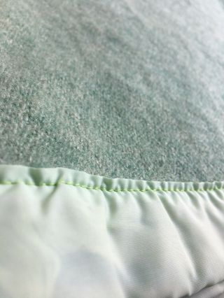 Vintage Kenwood Style Wool Blanket Satin Trim Dusty Green Color 3