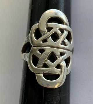 Vintage Designer Signed Sterling Silver Irish Celtic Knot Ladies Ring Size 7