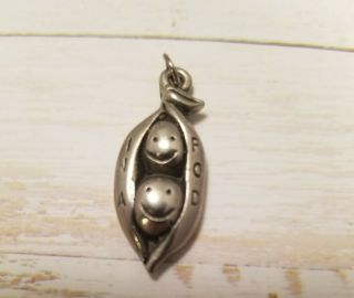 Two Peas In A Pod Vintage Silver Plated Pendant Charm Best Friends Friendship