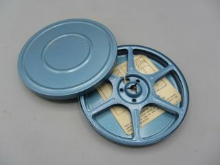 Vintage Compco Corp 8mm Film Reel 200ft W/ Canister Tin Chicago - Blue Metal