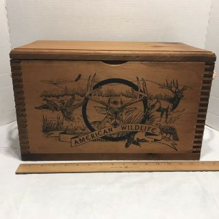 American Wildlife By Evans Wood Finger Joint,  Wooden Ammo Box 16”x10”x8”