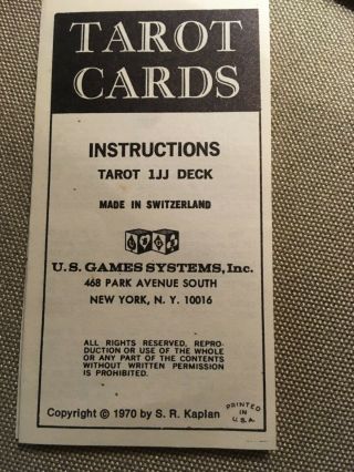 Vintage 1970 S.  R.  Kaplan Tarot Deck 1JJ 78 Card Set Fortune Telling Game 4