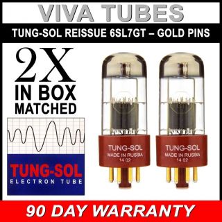 Gain Matched Pair (2) Tung - Sol Reissue 6sl7 Gold Pin Vacuum Tubes