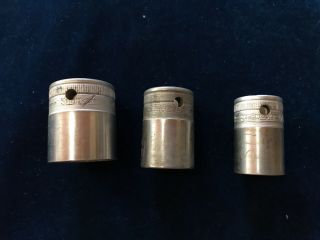 3 Vintage Snap On 1/2 " Drive 12 Point Sae Sockets 1”,  11/16” & 25/32 "