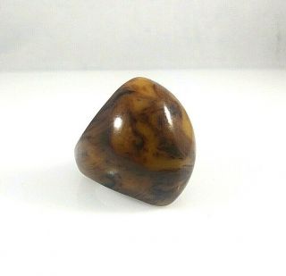 Vintage Marbled Brown Tan Bakelite Domed Ring (size 6.  5) Simichrome