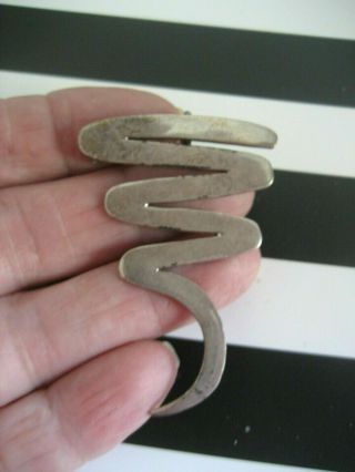 Vtg Sterling Silver Squiggle Brooch Necklace Pin Mexico Paloma Picasso Style
