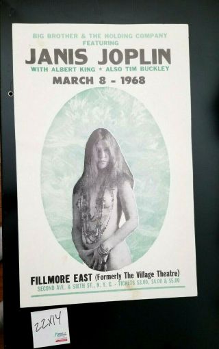 Janis Joplin Memorabilia Vintage Poster March 8 - 1968