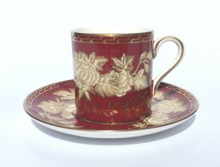 Vintage Wedgwood Porcelain - Ruby Tonquin Pattern - Coffee Can & Saucer 3