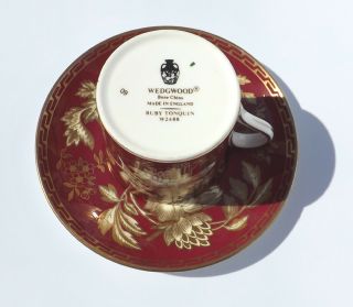 Vintage Wedgwood Porcelain - Ruby Tonquin Pattern - Coffee Can & Saucer 7