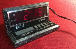 Vintage Spartus Digital Alarm Clock Black And Granite Finish Model 1195 Simple