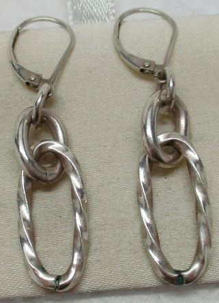 Vintage Sterling Silver Chunky Western Cable Link Drop Earrings - Gorgeous,  L@@k
