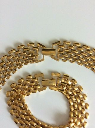 Vtg Signed Napier Gold Tone Chain Link Choker Collar Necklace Bracelet 2 Pc Set 5