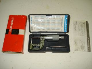 Vintage Mitutoyo Micrometer 1 " Box Case Directions Chart Made In Japan