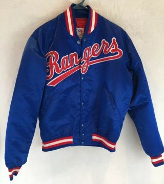 Vtg Starter Texas Rangers Snap Satin Mlb Baseball Jacket Size M Made In Usa Euc