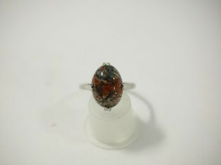 Vintage Ladies Moss Agate Ring Sterling Silver Size 7