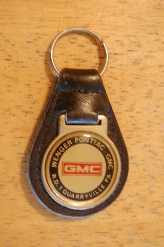 Vintage Gmc Black Leather Key Fob,  Wenger Pontiac R.  D.  1 Quarryville Pa