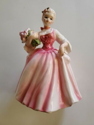 Vintage Inarco E - 2087 Porcelain Lady In Pink,  Planter Or Vase