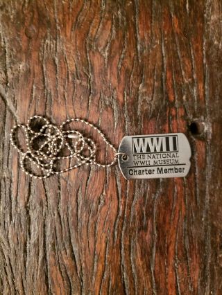 Vintage National World War 2 Museum Charter Member Dog Tag With Vintage Chain