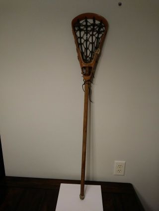 Vintage Stx Wood W/ Leather Straps 73 Lacrosse 44 " Stick