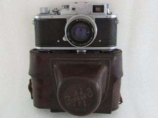 Zorki - 3m,  Lens Jupiter 8 2/50 Kmz Vintage 1955 Ussr Russian Rf Film 35mm Camera