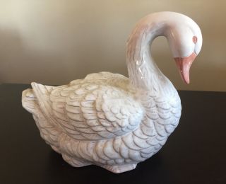 Fine Vintage Italian Pottery White Glazed Goose Duck Garden Art Statue