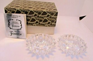 Fostoria American Lead Crystal Candle Holders Pair Vintage