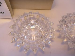 Fostoria American Lead Crystal Candle Holders Pair Vintage 3