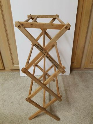 Vintage Small Salesman Sample Wood Clothes Drying Rack With Advertising