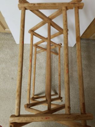 VINTAGE SMALL SALESMAN SAMPLE WOOD CLOTHES DRYING RACK WITH ADVERTISING 4