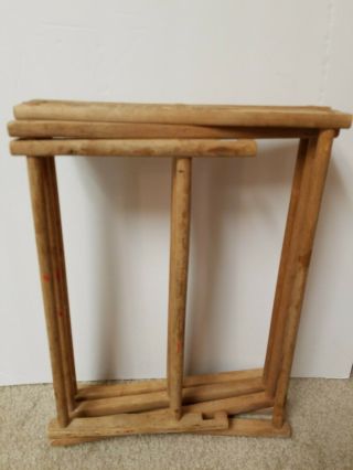 VINTAGE SMALL SALESMAN SAMPLE WOOD CLOTHES DRYING RACK WITH ADVERTISING 5