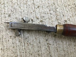Vintage C S Osborne Leather Tool Cutter Slicer Adjustable Blade Knife Mahogany 2