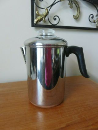 Vintage Revere Ware Copper Bottom Stovetop Coffee Pot Percolator 10 Cup Vguc