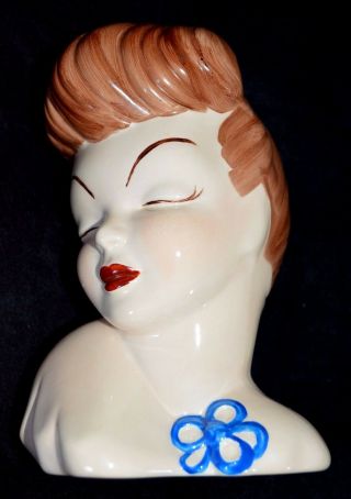 1959,  Vintage Glamorous Lady Head Vase,  6,  5 " Tall,  (f)