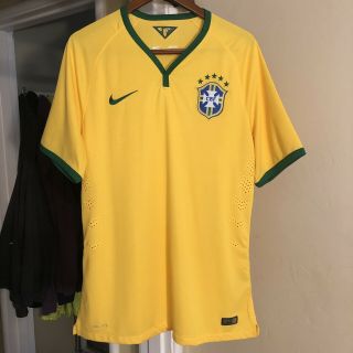 2014 Nike Brazil Player Issue Soccer Jersey Shirt Xl Large Yellow Neymar Kit Vtg