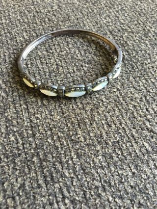 Vintage Mid Century Sterling Silver Baltic Amber Link Bracelet 7 1/4 "