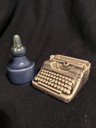Vintage “go - With” Typewriter And Inkwell Salt And Pepper Shakers