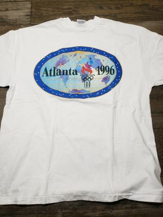 1996 Atlanta Olympics Vintage T Shirt Sz L Fits M 90s 1992 Stars Globe