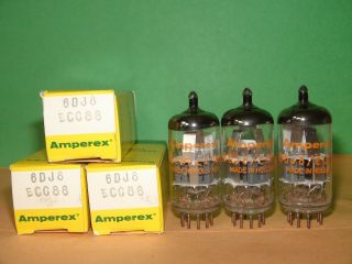 3 Amperex Holland 6dj8 Ecc88 Solid Dimpled Disc Getter Vacuum Tubes