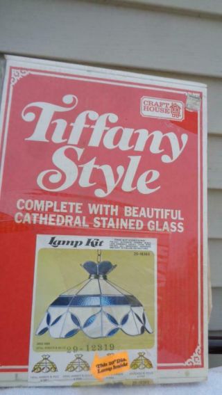Tiffany Style Lamp Kit Stained Glass Vintage Craft House 20” Dia Opal Amber &