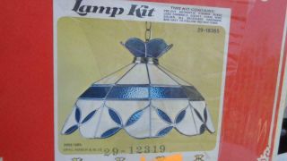 Tiffany Style Lamp Kit Stained Glass Vintage Craft House 20” Dia Opal Amber & 2