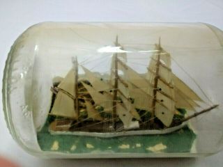 Vintage 3 MAST BARQUE Ship in Bottle LIGHTHOUSE Folk Art Diorama 12 