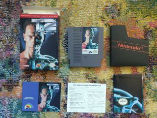 Vintage Nes Nintendo T2 Terminator 2 Game Complete W/ Box Poster & Sleeve