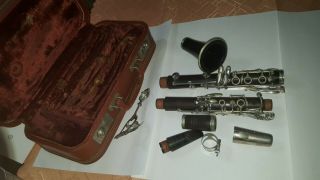Buffet Paris Vintage Dark Brown Wood Clarinet Parts W/ Case