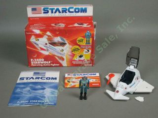 Vtg Coleco Starcom F - 1400 Starwolf Flexwing Astro Fighter W/figure,  Box