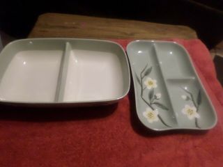 2 Vintage Weil Ware Dishes [blossom Celado Green] - Vegetable & Condiment