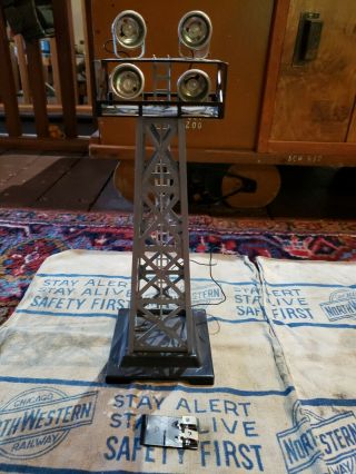 Vintage Marx O Scale Search/flood/spot Light Tower Over 13 " Tall.