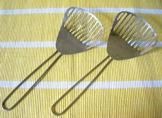 (2) Vintage Metal Presto Fry Daddy Stainless Scoops Slotted Spatulas Hong Kong