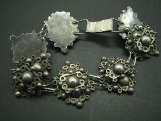 Mexican Silver Taxco/mexico Cannetille Beaded Panel Link Bracelet Brutalist Vtg