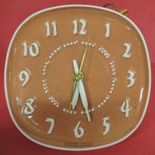 Vtg Russel Wright Harkerware White Clover Coral Sand Clock - General Electric/ge